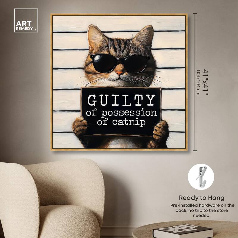 Guilty of Catnip Canvas by Art Remedy