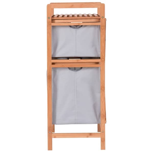 Shop Costway 2 Drawer Bamboo Shelf Dresser Sliding Cloth Fabric
