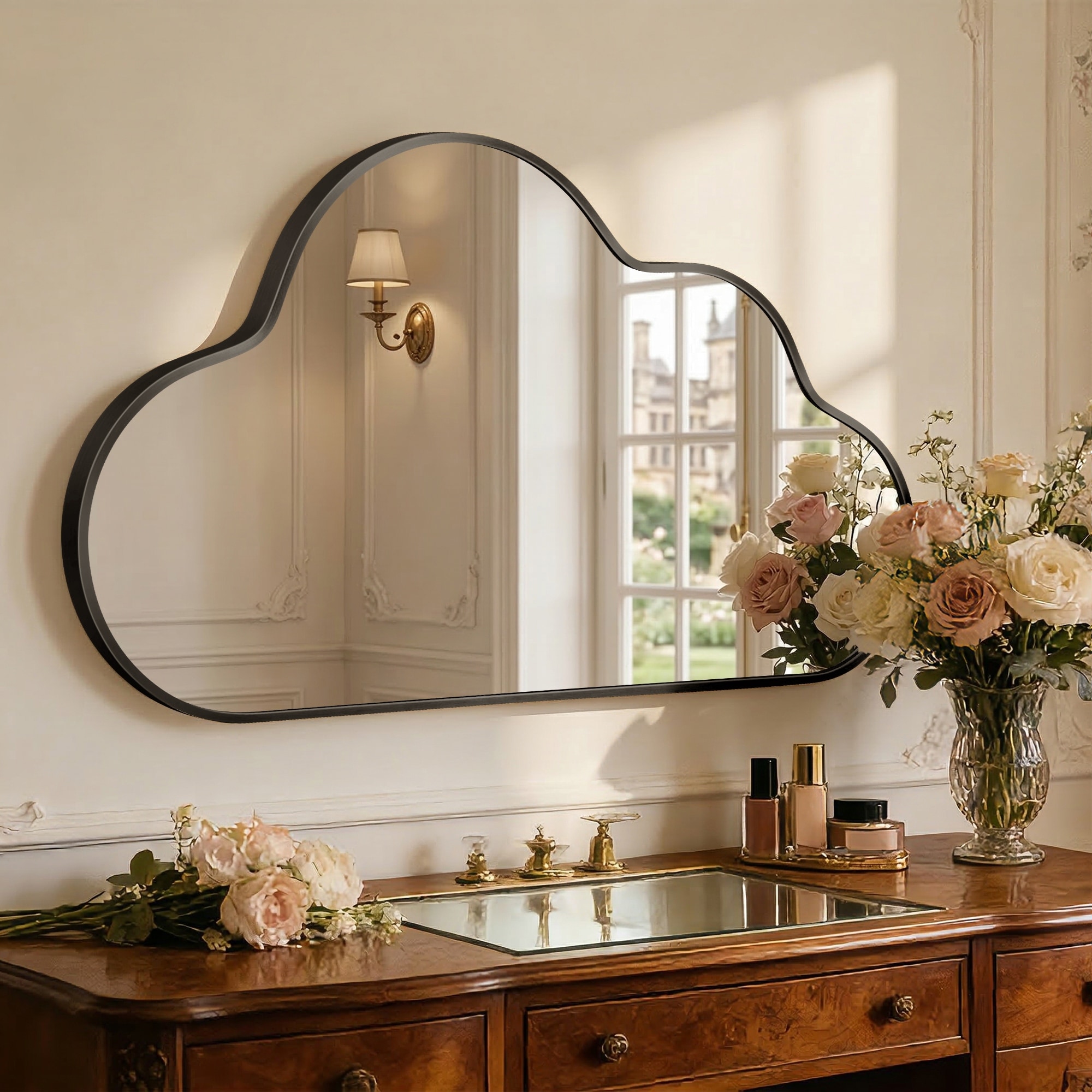 Irregular Aluminum Alloy Framed Wall Mirror Asymmetrical Decorative Wall Mirror