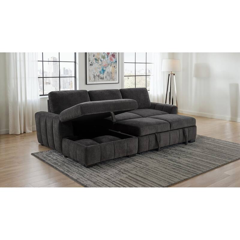 Pastrana Upholstered Sleeper Sectional Sofa LAF Chaise Grey