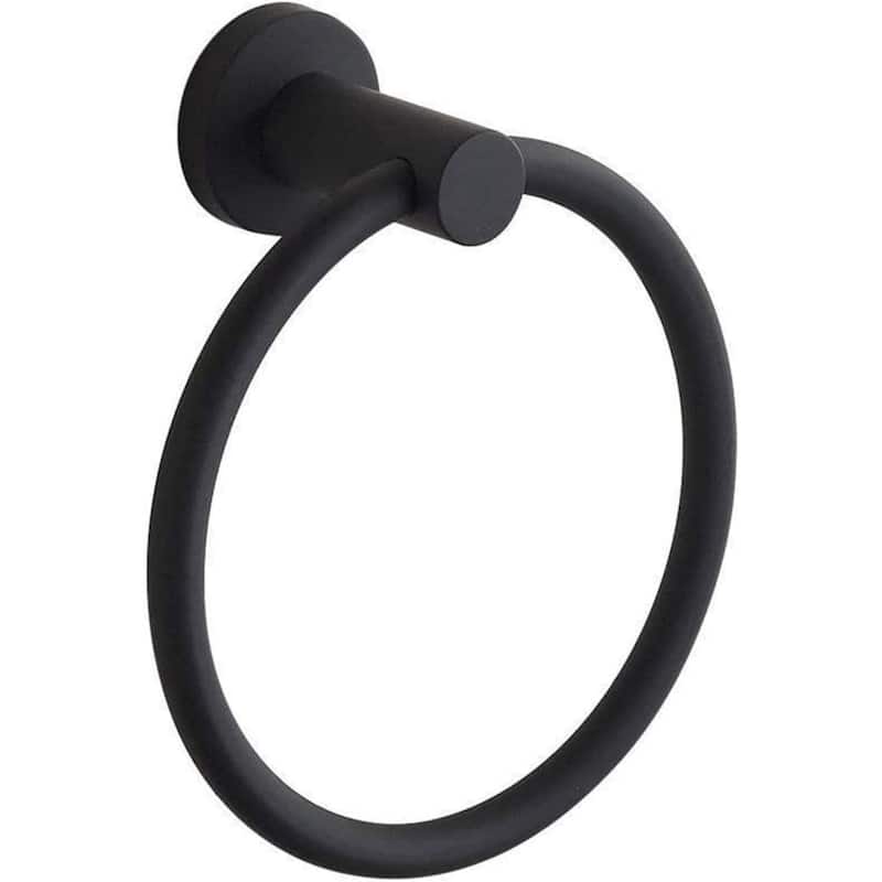 304 stainless steel towel ring wall mounted bathroom towel rack round towel rack - Black