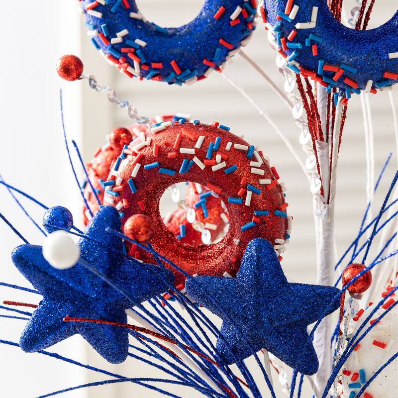 Glitzhome 28"H Set of 2 Patriotic/ Americana Stars and Donuts Picks