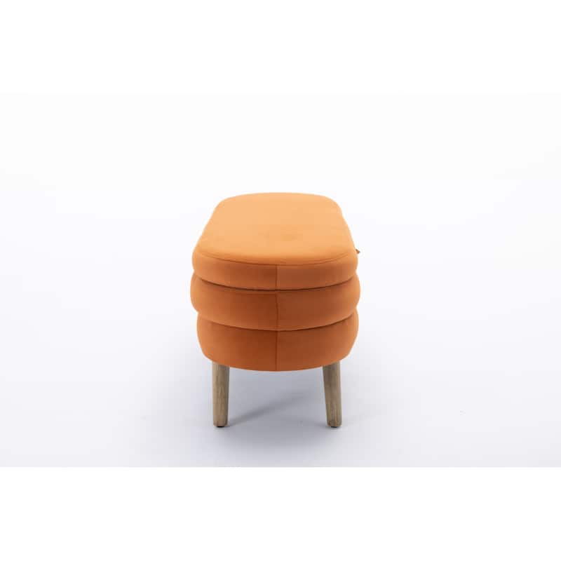 Velvet Fabric Storage Bench Bedroom Bench With Wood Legs For Living Room Bedroom Indoor