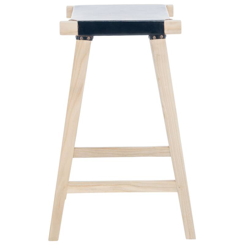 SAFAVIEH Luxita 30-inch Leather Rectangle Bar Stool - 18.5" x 20" x 30" - 19Wx20Dx30H