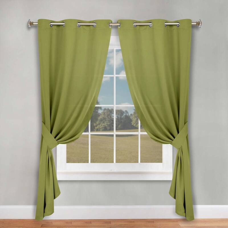 Superior Solid Machine Washable Room Darkening Grommet Blackout Curtains, Set of 2