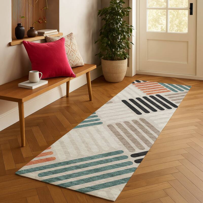 Machine Washable Indoor/ Outdoor Modern Weave Chantille Rug
