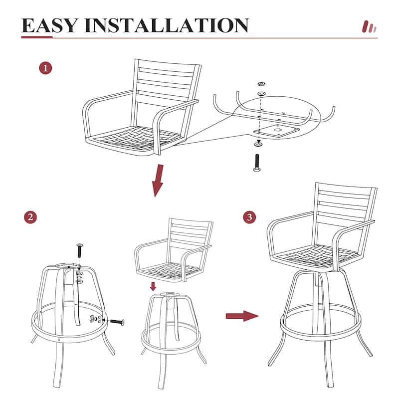 Crestlive Outdoor Cast Aluminum Swivel Bar Stool with Sunbrella Cushion - 18.5" W x 18.5" D x 45.67" H