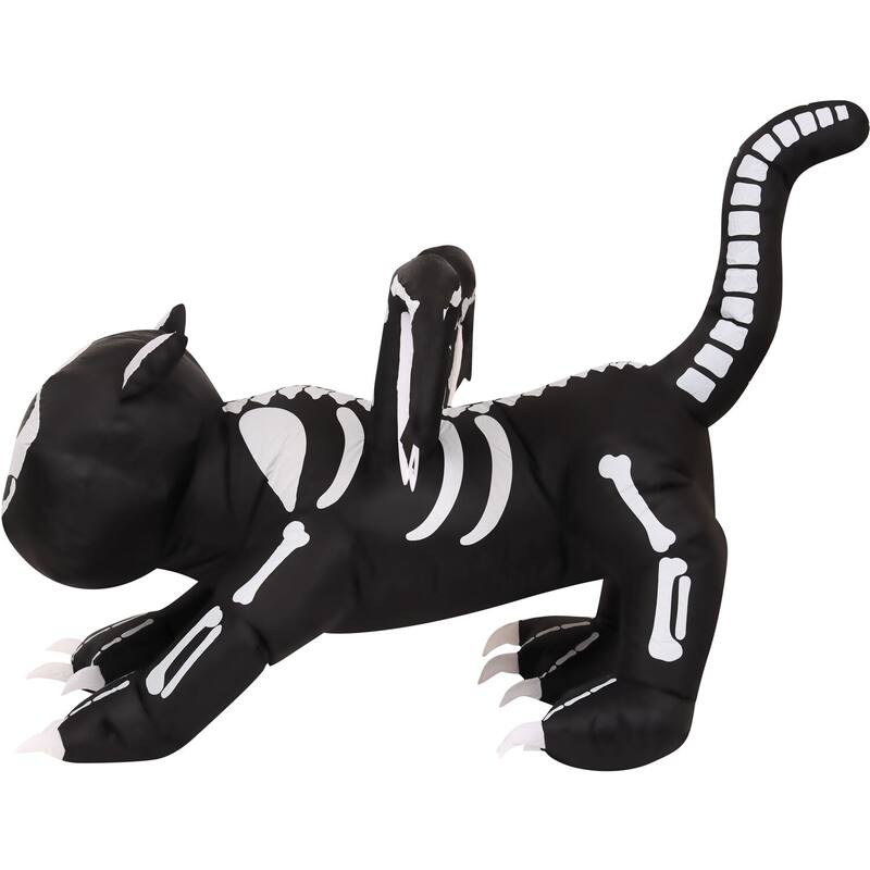 Haunted Hill Farm 5.9-Ft. Wide Prelit Inflatable Skeleton Cat with Wings