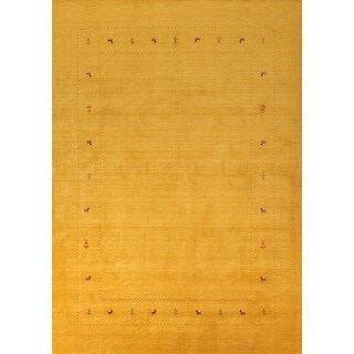 Gabbeh Gold Rugs Tribal Yellow Gold Gabbeh Oriental Area Rug Handmade Wool Carpet - 9'3 ...