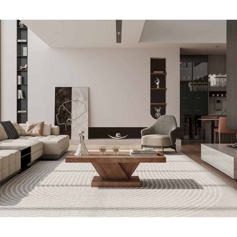 Cross Leg Coffee Table 47" Modern Side Table, Simple End Table Walnut Sofa Table Accent Table Center Table