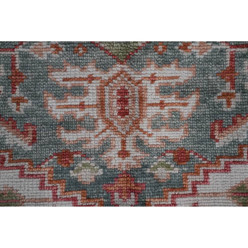 Hand Knotted Oriental 100% Wool Carpet Transitional Medallion Navy Blue & Blues Oushak Area Rug - 9' 11'' X 7' 8''