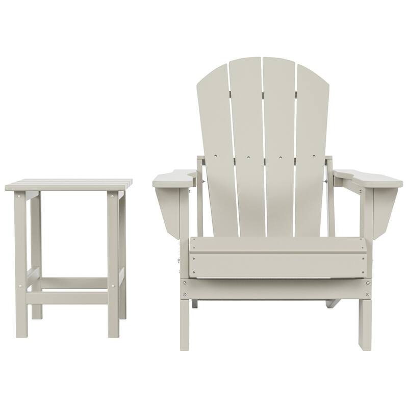 POLYTRENDS Laguna All Weather Poly Outdoor Patio Adirondack Chair - with Round Side Table (2-Piece)