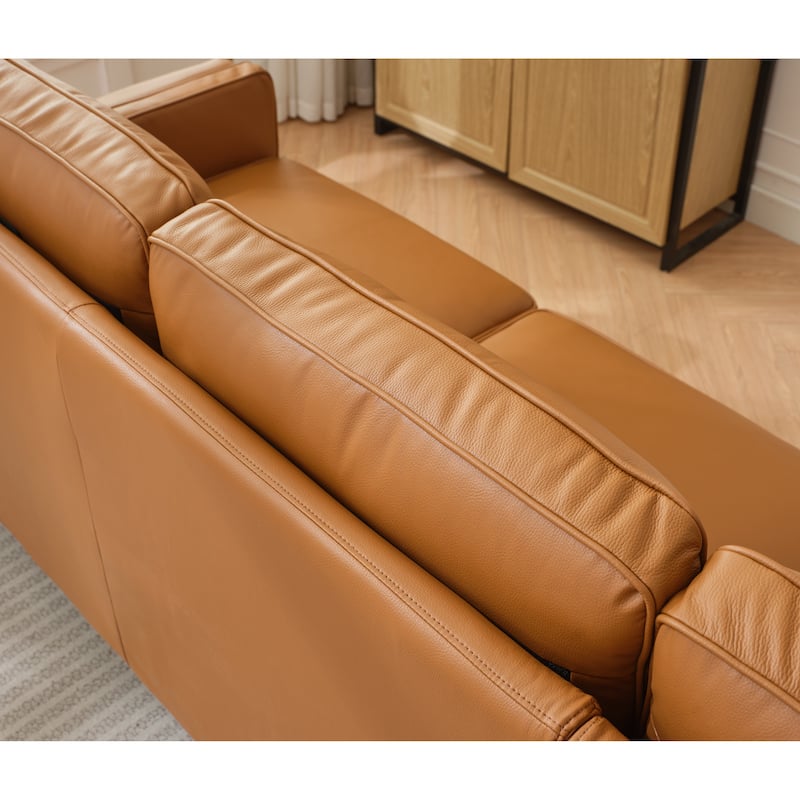 94.5" Genuine Leather L-Shaped Sectional Sofa with Left Chaise & Modern Design