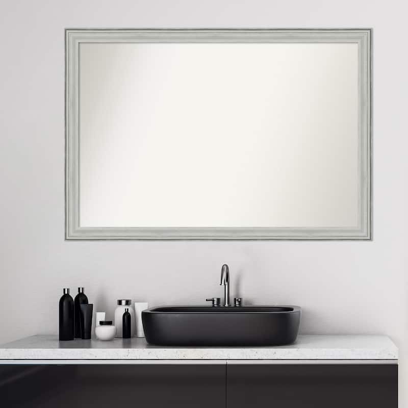 Non-Beveled Wood Bathroom Wall Mirror - Bel Volto Silver Frame