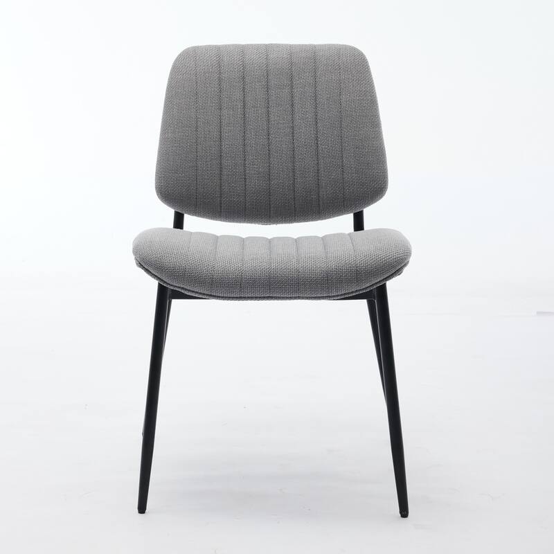 2 Piece Linen Dining Chair Set with Metal Legs, Curved Backrest Dining Room Chair Indoor Lounge Side Chair