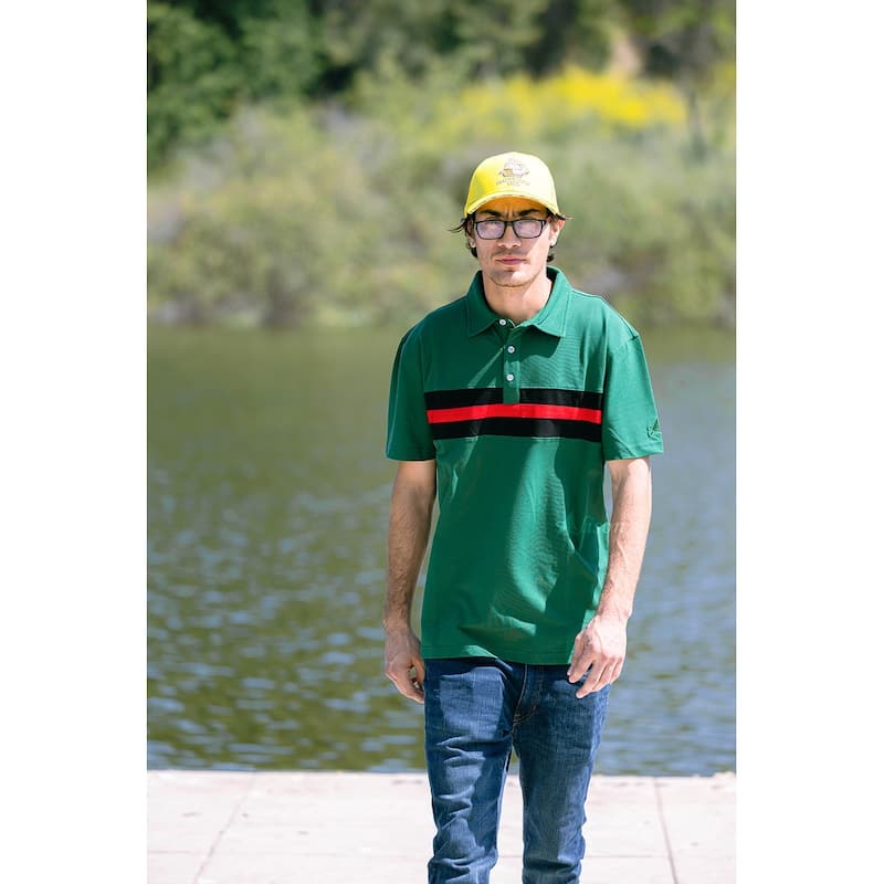 Hemingway Pilar Green w. Black & Red Stripes Regular Fit Polo Shirt by Alison Nautical - Multi-Color