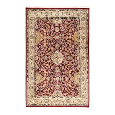 Overton Hand Knotted Wool Traditional Oriental Red Area Rug - 4' x 6'