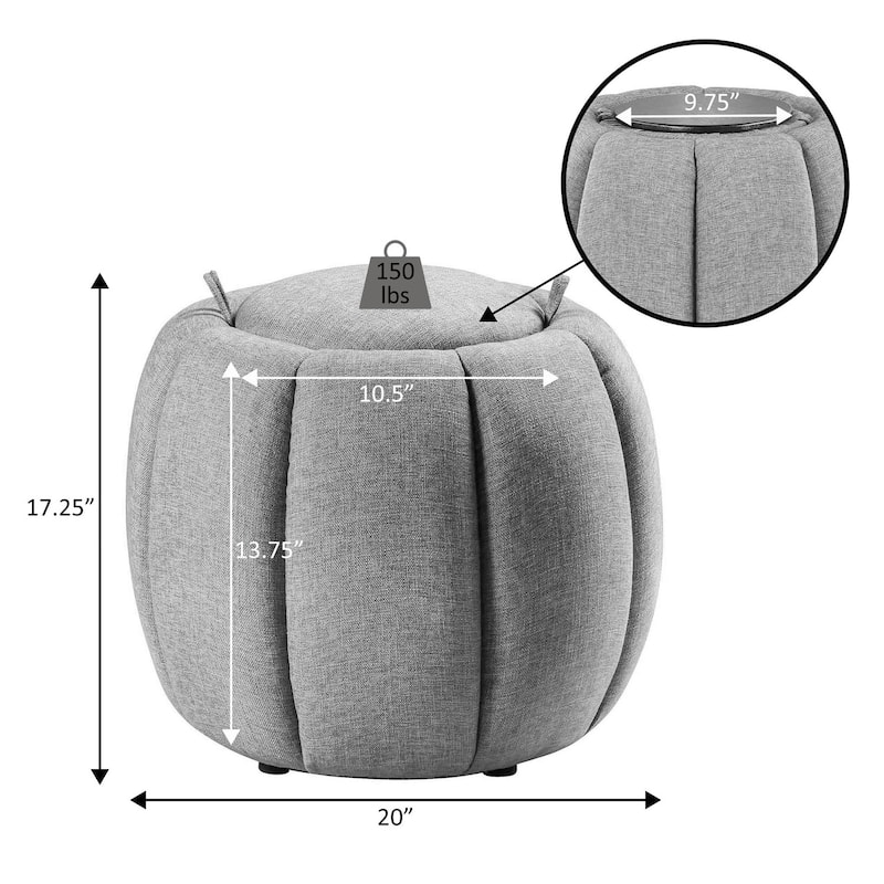 Storage Ottoman with Reversible Tray Lid - Upholstered Storage Seat with Functional Tray Top for Modern Living Room Furniture