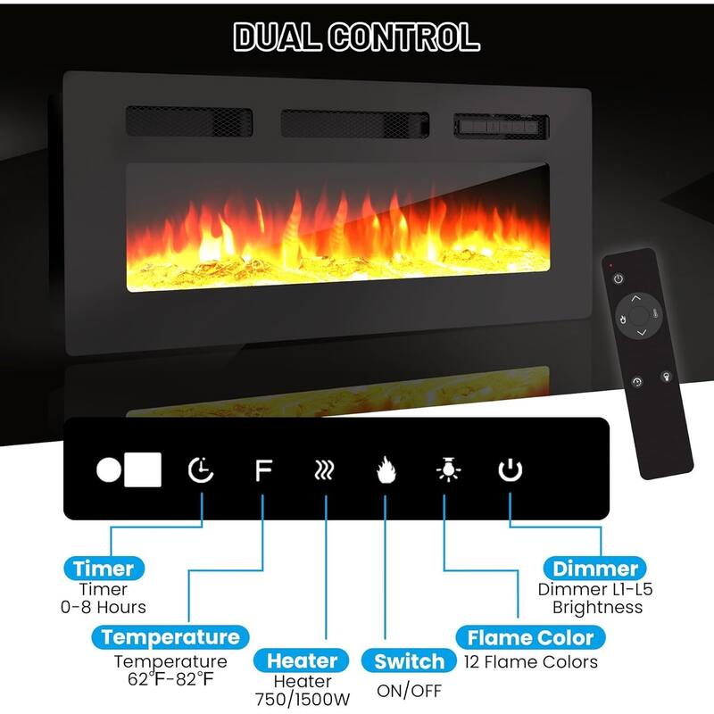 TV Stand For TVs Up To 80" With 36" Electric Fireplace Included