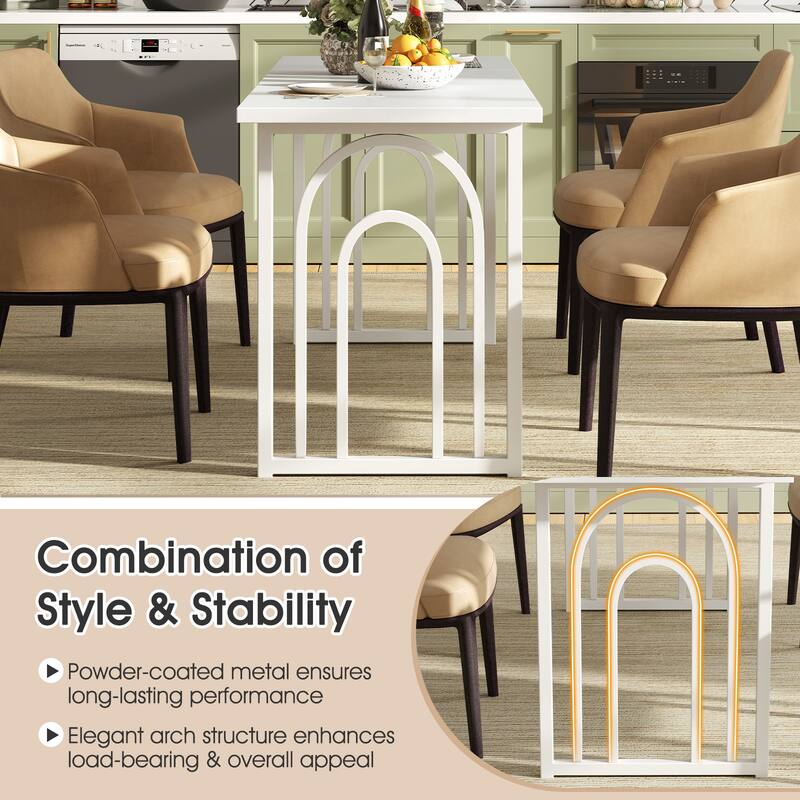 Gymax 63'' Rectangular Farmhouse Kitchen Table w/Heavy Duty Metal Legs