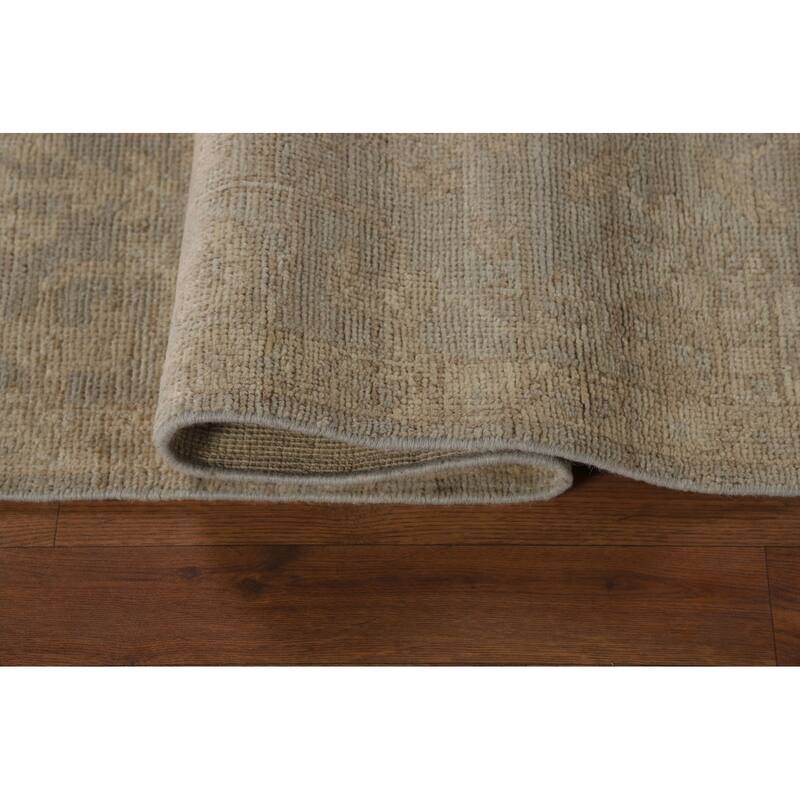 Grey Vegetable Dye Oushak Turkish Runner Rug Handmade Wool Carpet - 2'10" x 9'8"