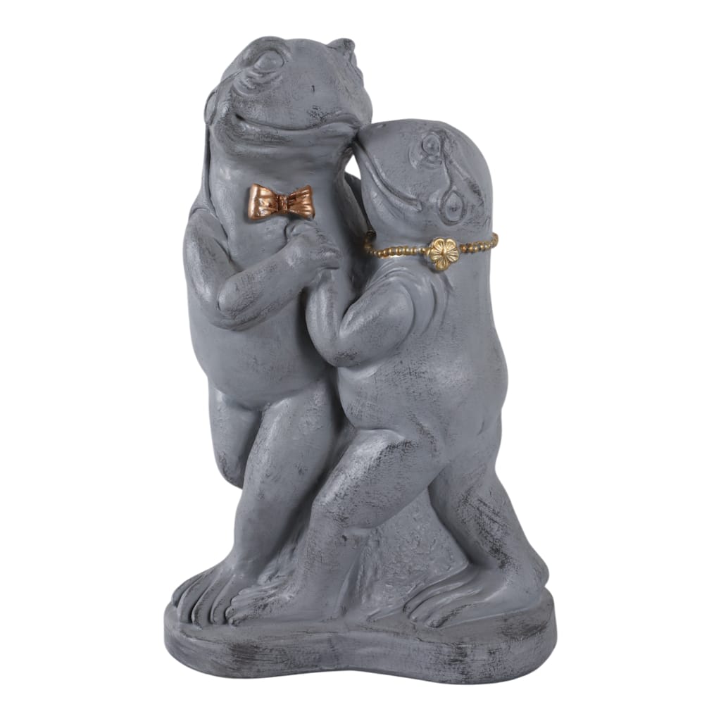Polyresin Garden Statuary Dancing Frog Couple Statue Decor - 15" Gray
