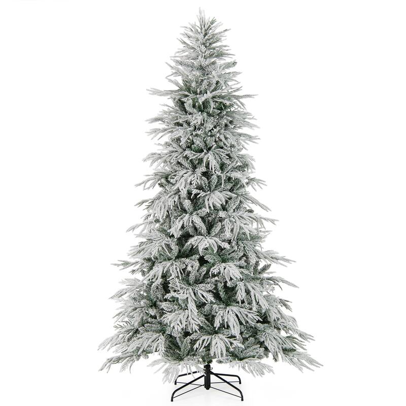 Costway 6/7/8 FT Artificial Christmas Tree with 820 PE PVC Branch Tips - Green & White - See Details