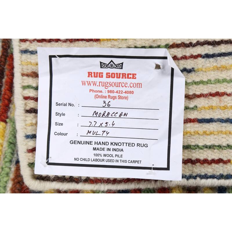 Modern Moroccan Oriental Home Decor Area Rug Handmade Wool Carpet - 5'4" x 7'7"