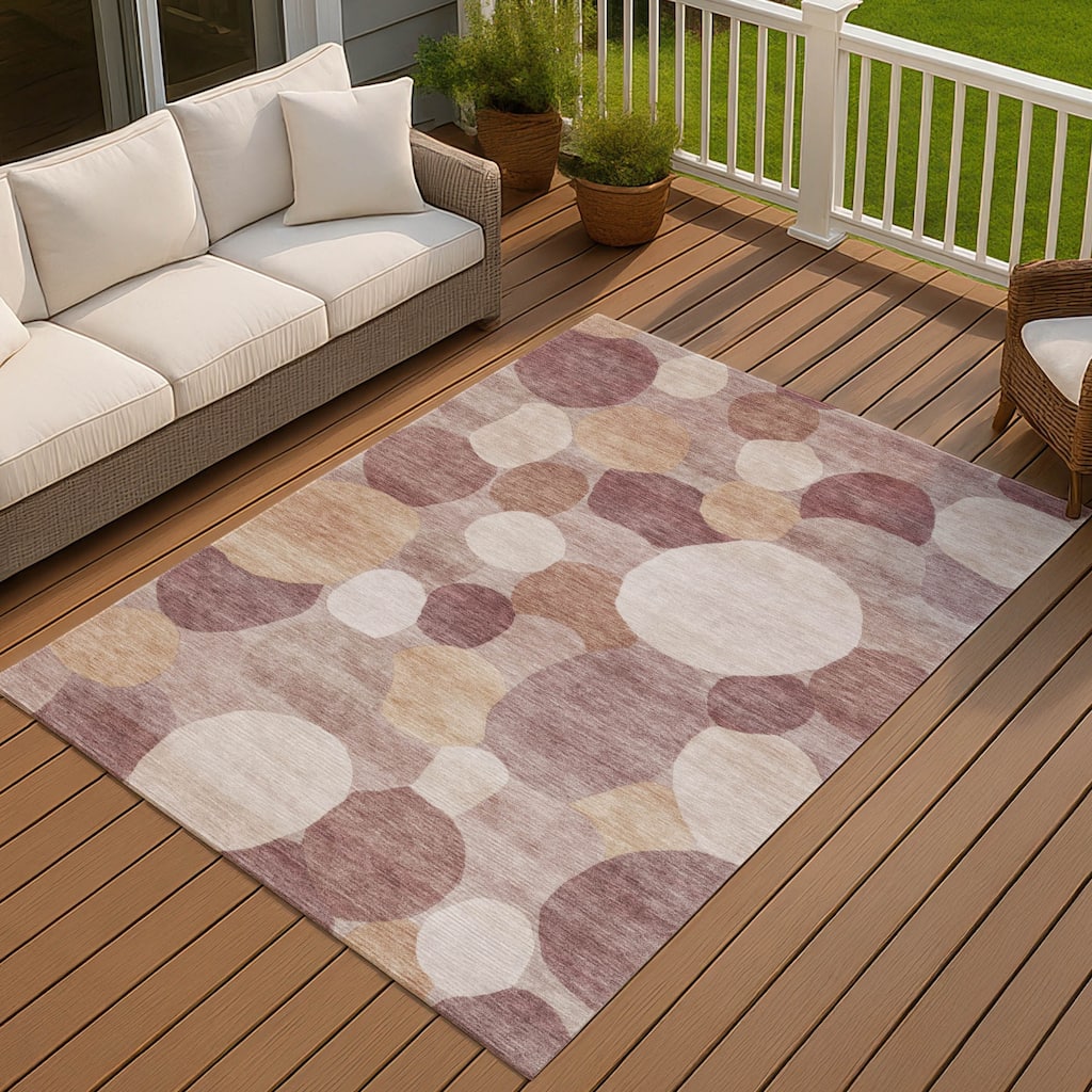 Machine Washable Indoor/ Outdoor Modern Circy Chantille Rug