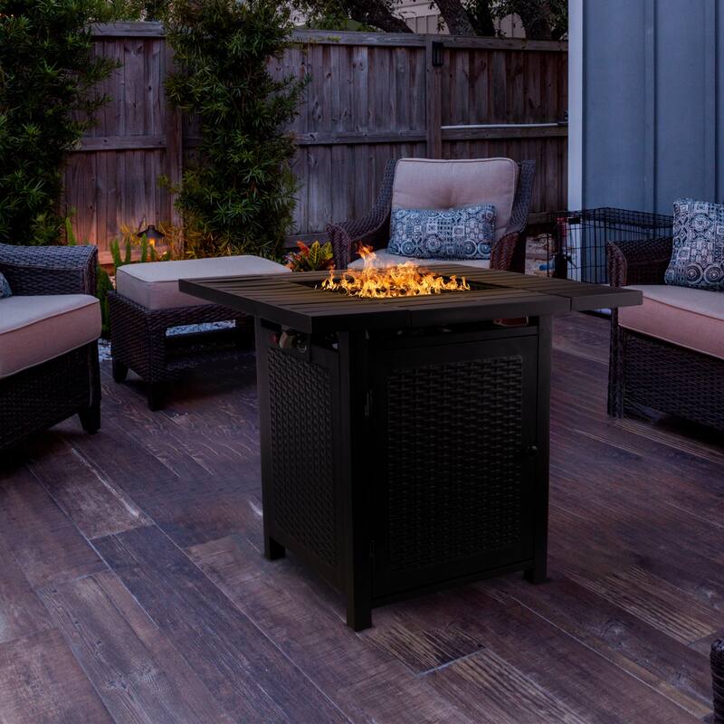 Pure Garden 30-Inch Propane Fire Pit - 50,000 BTU Outdoor Fire Table, Brown