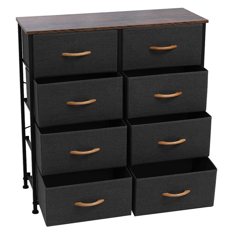 4-Tier Wide Drawer Dresser,Storage Unit with 8 Pull Fabric Drawers Gray