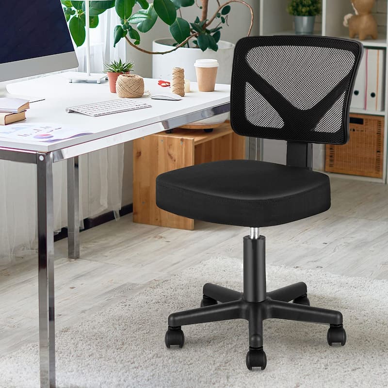 Child Armless Mesh Office Chair, Office Computer Desk Chair, Rolling Work Swivel Chairs for Home, Study, Student, Adults