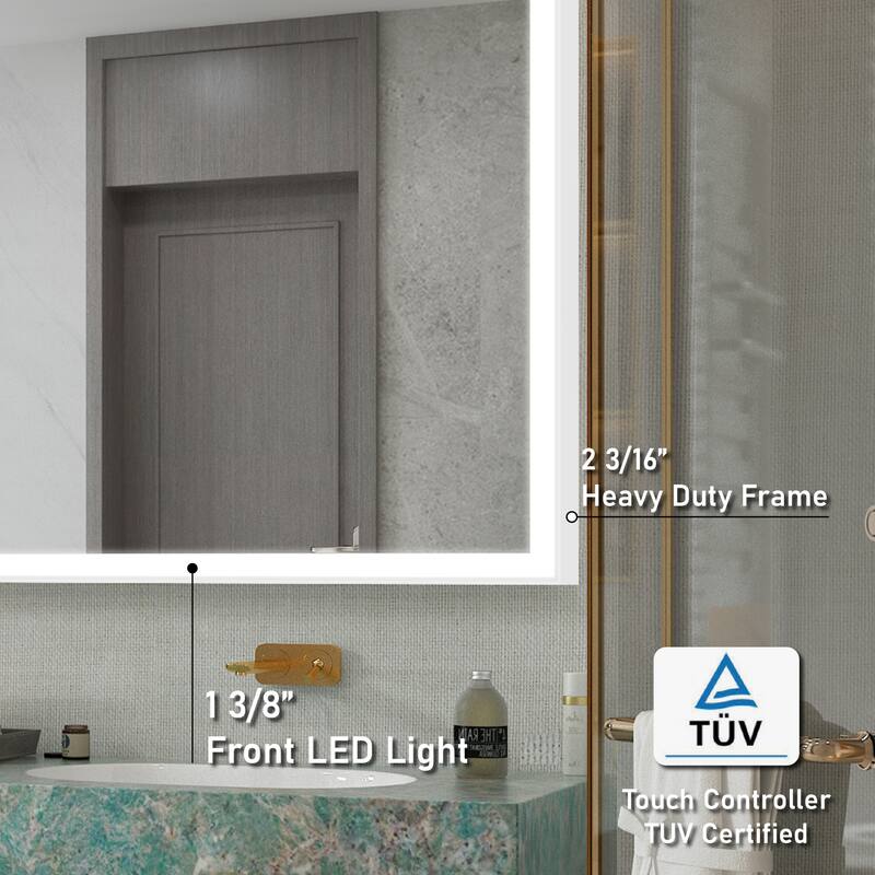 Wall Mounted Bathroom Heavy Duty Framed LED Mirror With bright light And And Memory Function