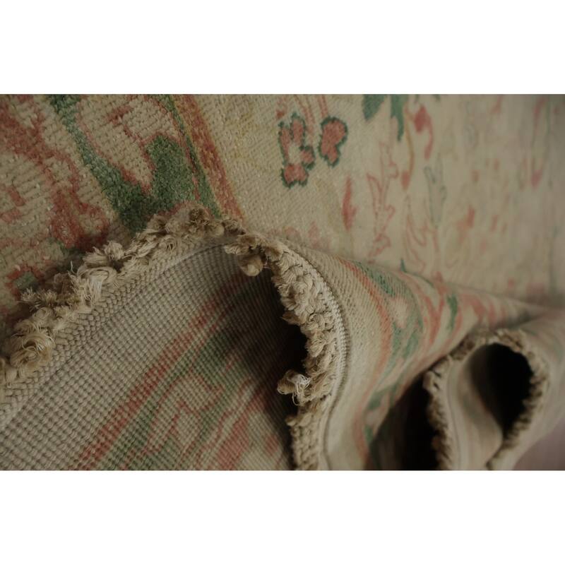 Hand Knotted Oriental 100% Wool Carpet Traditional Floral Beige & Ivories Ziegler Area Rug - 12' 10'' X 9' 7''