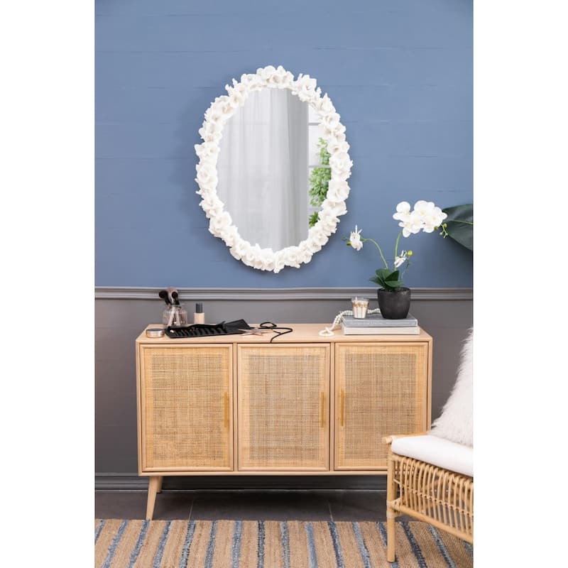 Coral Framed Oval Wall Mirror - 35.5" - White