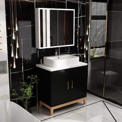 Complete Bathroom Vanity and LED Medicine Cabinet Ensemble