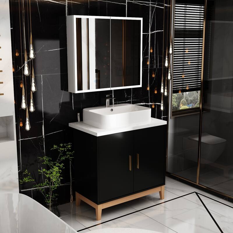 Modern Vanity and LED Mirror Cabinet Bundle for Stylish Bathrooms