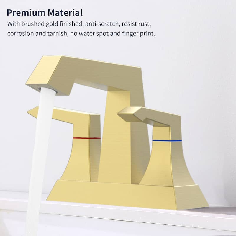 Modern 2 Handle Bathroom Vanity Sink Faucet with Drain and Supply Kit, Ceramic Valve Cartridge, Anti Corrosion, Anti Rust - Yellow