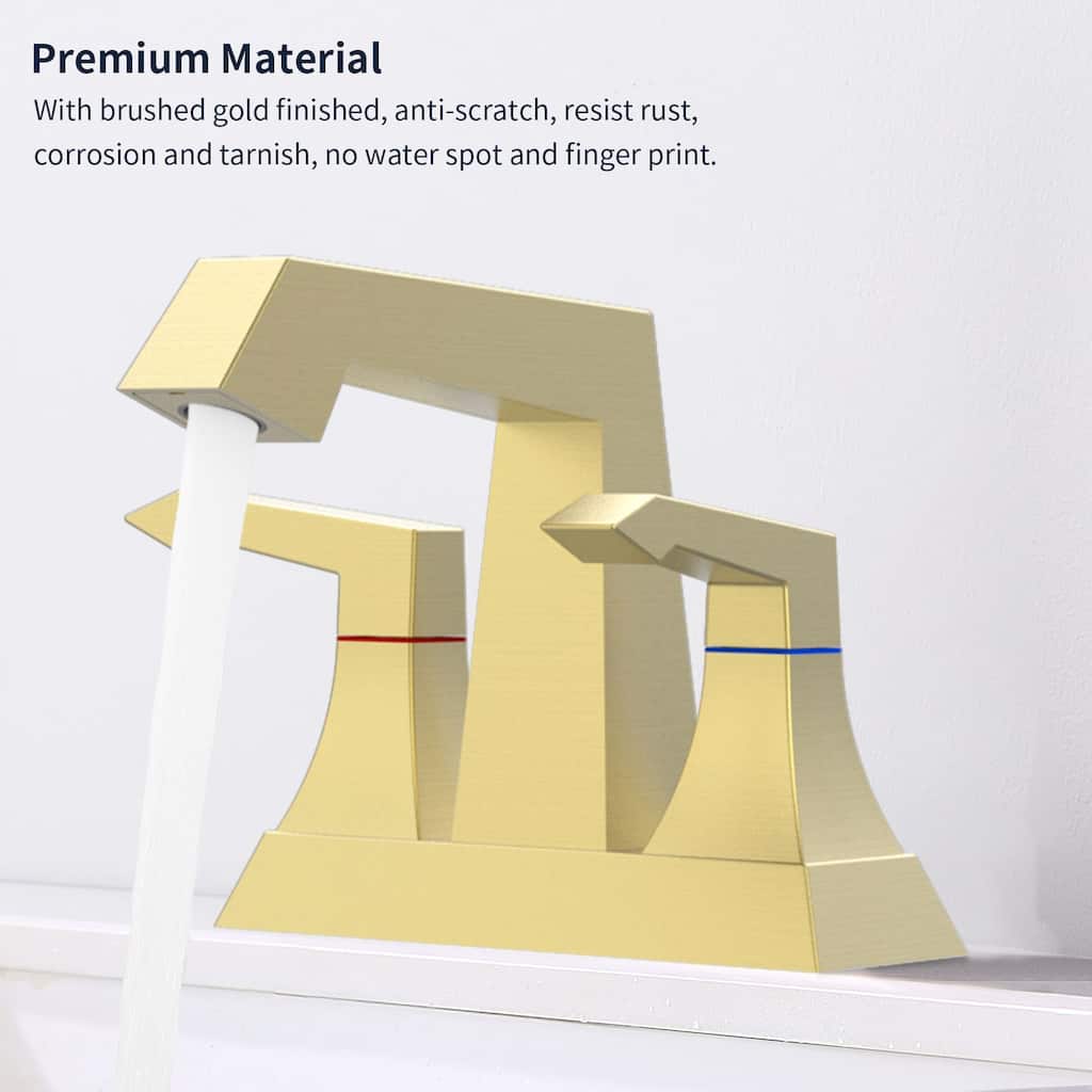 Modern 2 Handle Bathroom Vanity Sink Faucet with Drain and Supply Kit, Ceramic Valve Cartridge, Anti Corrosion, Anti Rust