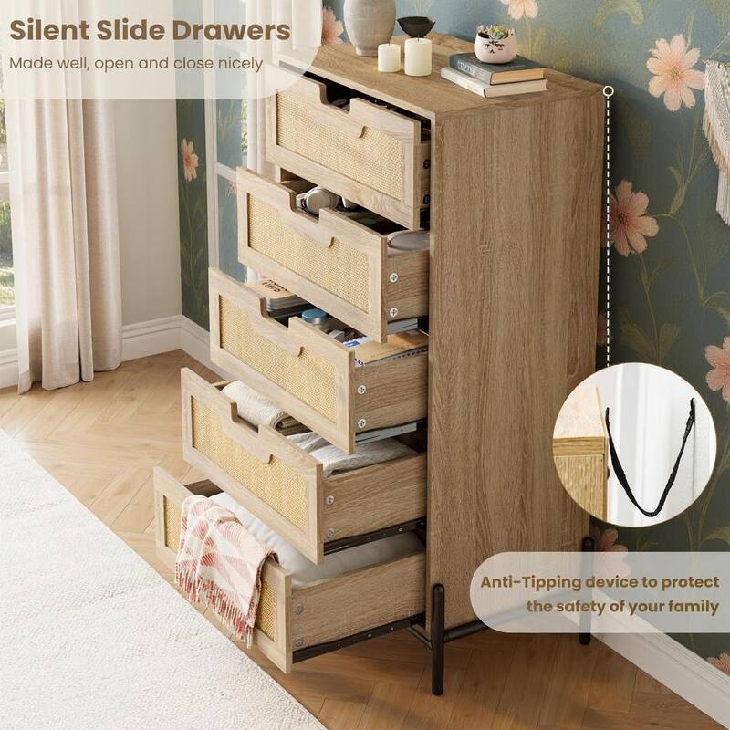 5 Rattan Openwork Grip Chest, with Storage
