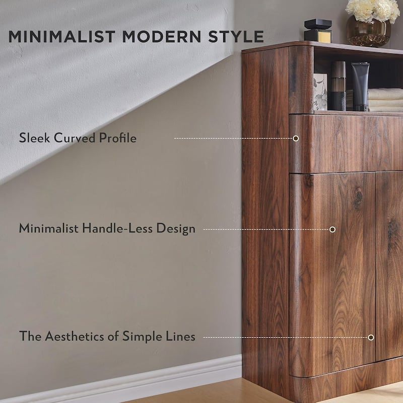 24" Modern Bathroom Storage Cabinet, Wide Cabinet For Living Room