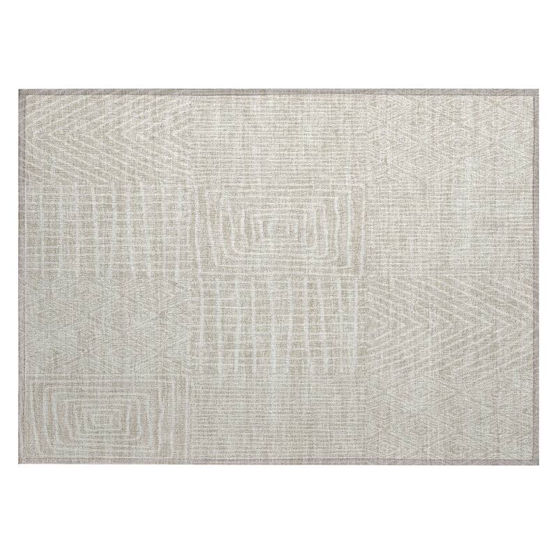 Machine Washable Indoor/ Outdoor Geo Patchwork Chantille Rug