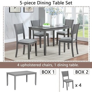 Rectangular Wooden 5 Piece Dining Table Set with Side Chairs - Bed Bath ...