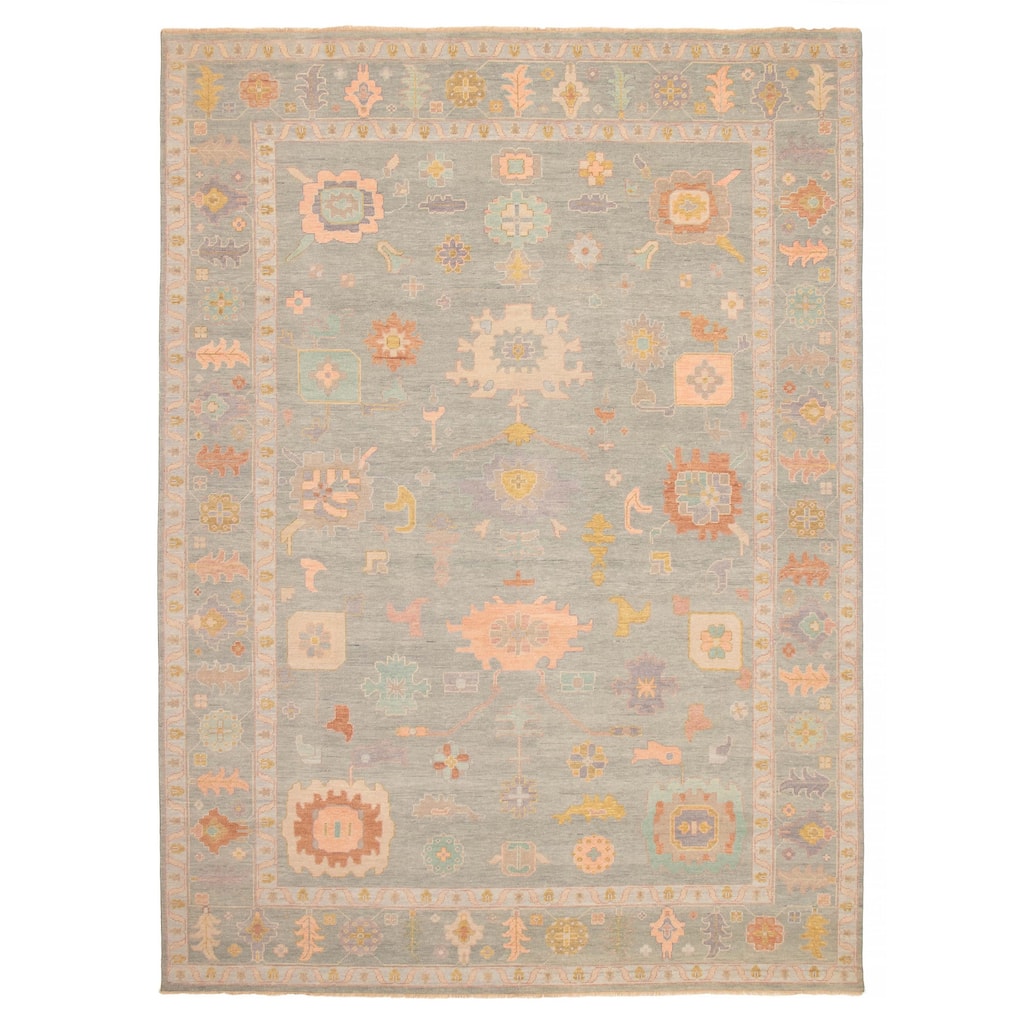 ECARPETGALLERY Hand-knotted Modern Oushak Grey Wool Rug - 9'11 x 13'8
