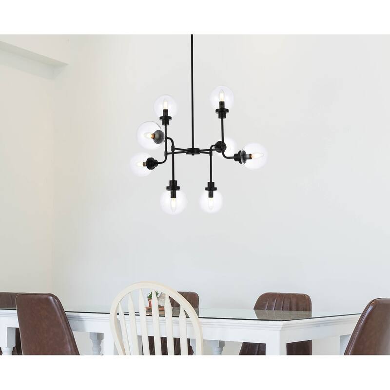 Hope 8 Light Pendant in with clear shade - 36 Inch