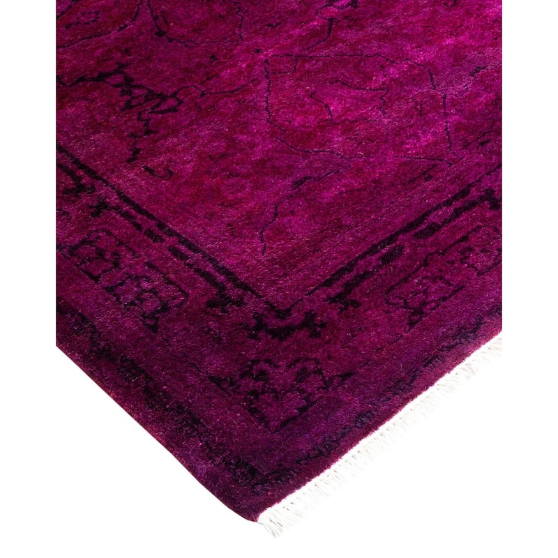 Overton Hand Knotted Wool Vintage Inspired Modern Contemporary Overdyed Purple Runner Rug - 2' 7" x 11' 10"