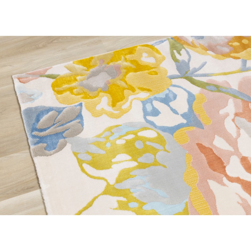 Bloom Collection - Colorful Spring Flowers Area Rug, 5'3" x 7'7"