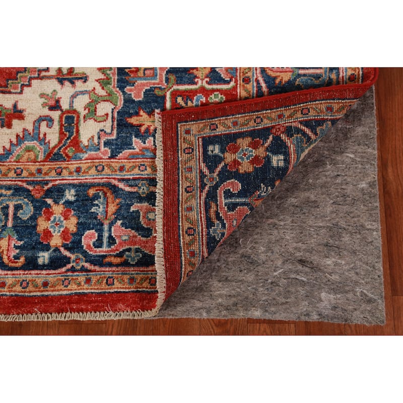 Vegetable Dye Red Heriz Serapi Oriental Area Rug Handmade Wool Carpet - 5'6"x 7'11"