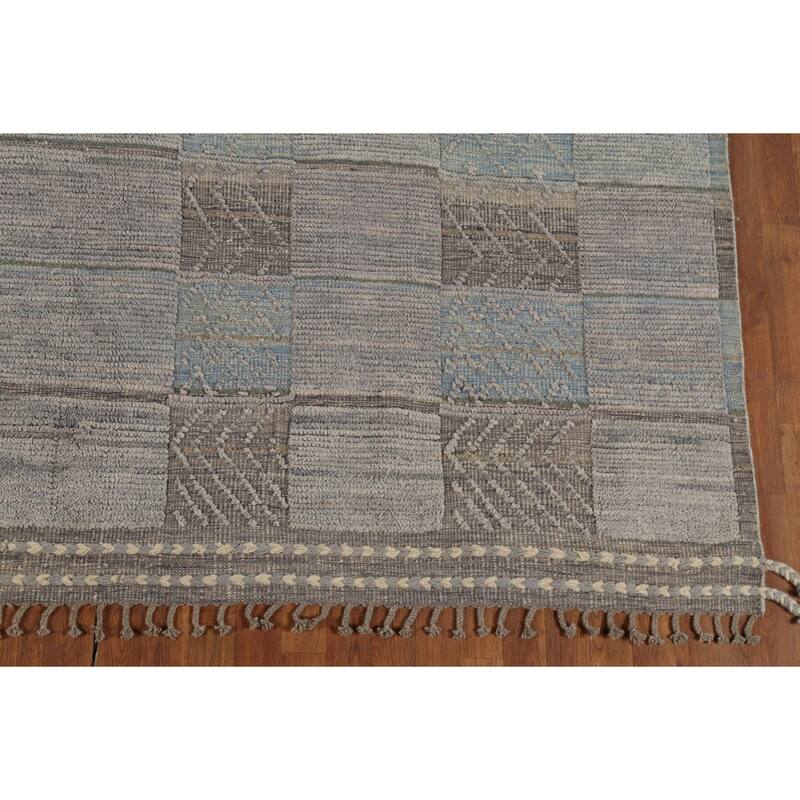 All-Over Checkered Moroccan Area Rug Handmade Wool Carpet - 8'9"x 12'7"