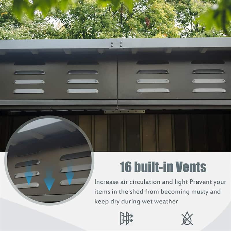 Outdoor 6x4 ft Metal storage shed with Double Door